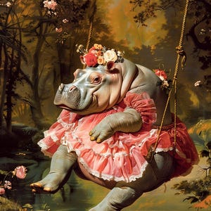 hippo in a pink dress Hippo in Pink Dress