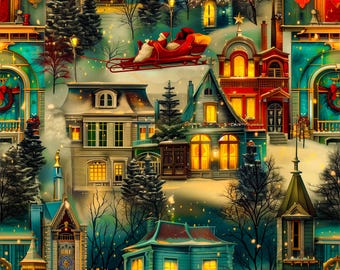 Viktorianischer Weihnachtsmann in festlicher Umgebung Geschenkpapier - Luxuriöser & einzigartiger Weihnachtszauber
