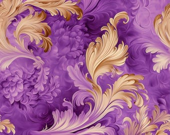 Papier cadeau aquarelle : floral violet et doré, papier luxueux de 90 g/m²