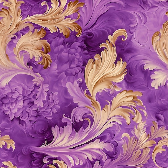 Watercolor Gift Wrap: Purple & Gold Floral, Luxurious 90-gsm Paper