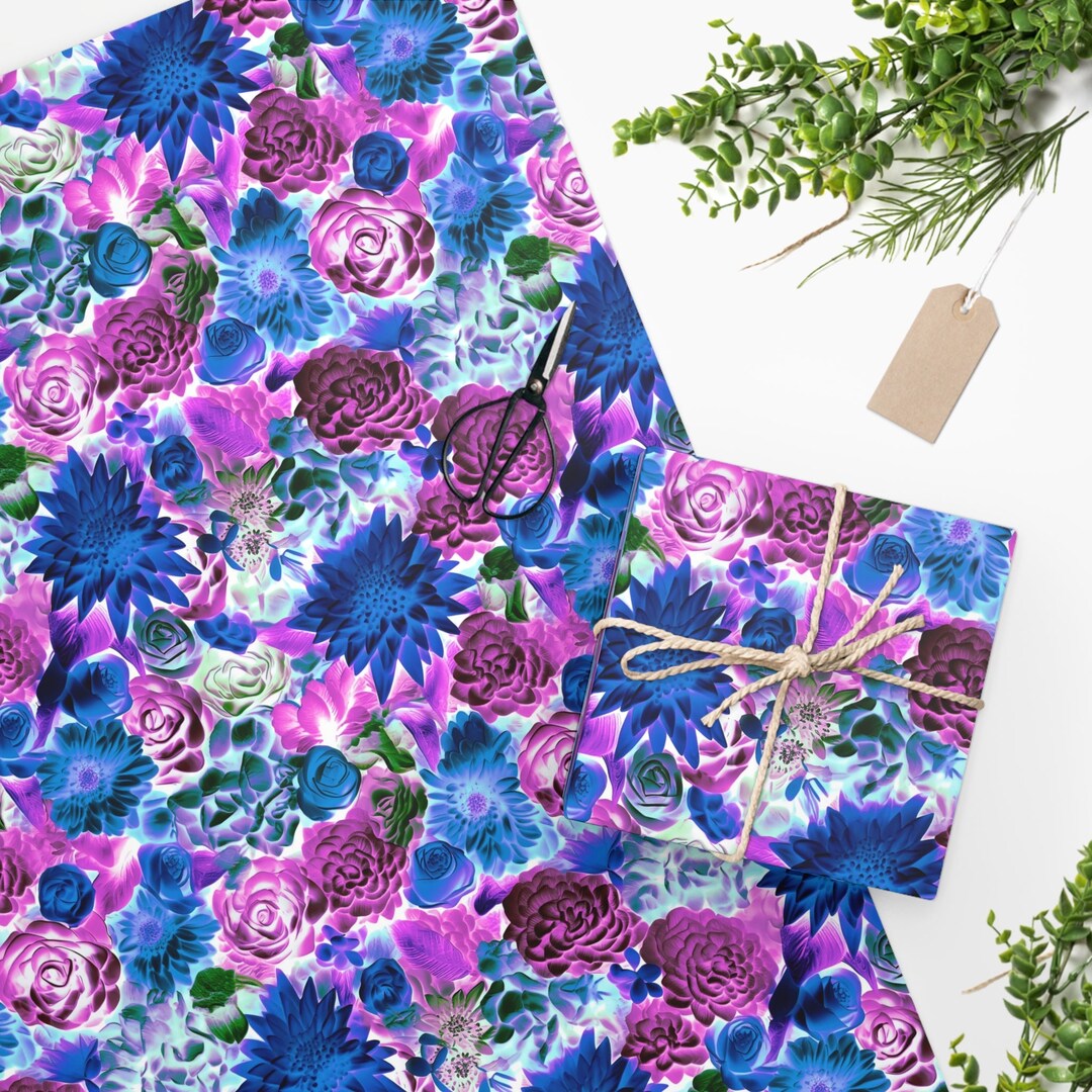Unique Floral Wrapping Paper Rolls / Inverted Flowers Gift Wrap Paper