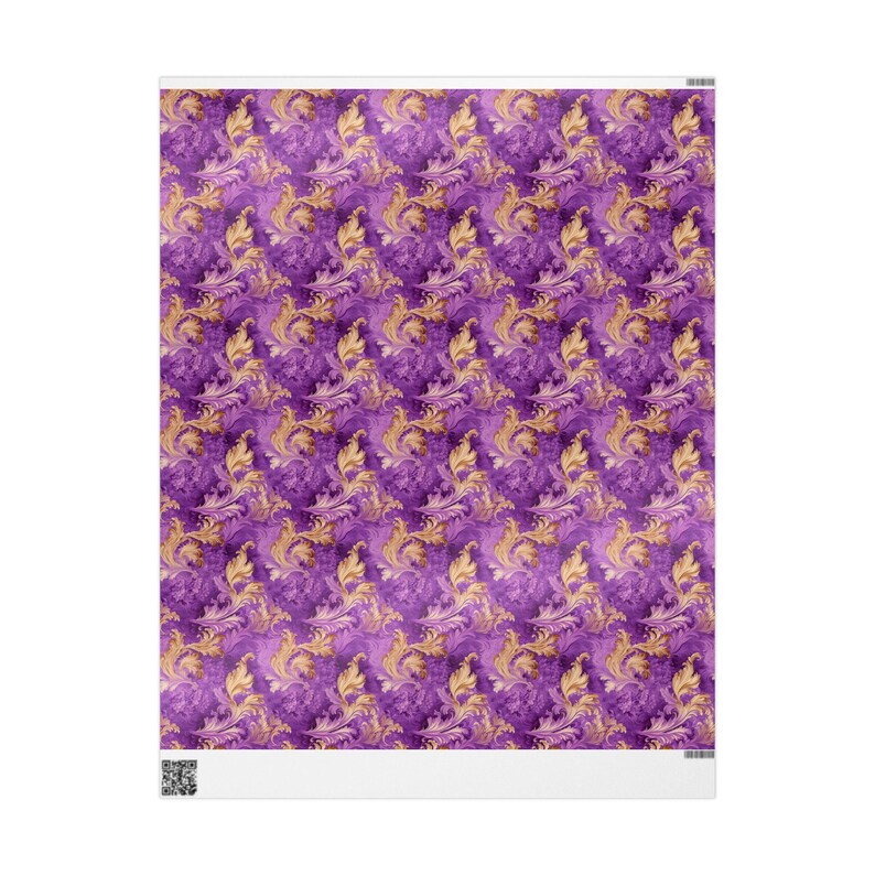Watercolor Gift Wrap: Purple & Gold Floral, Luxurious 90-gsm Paper