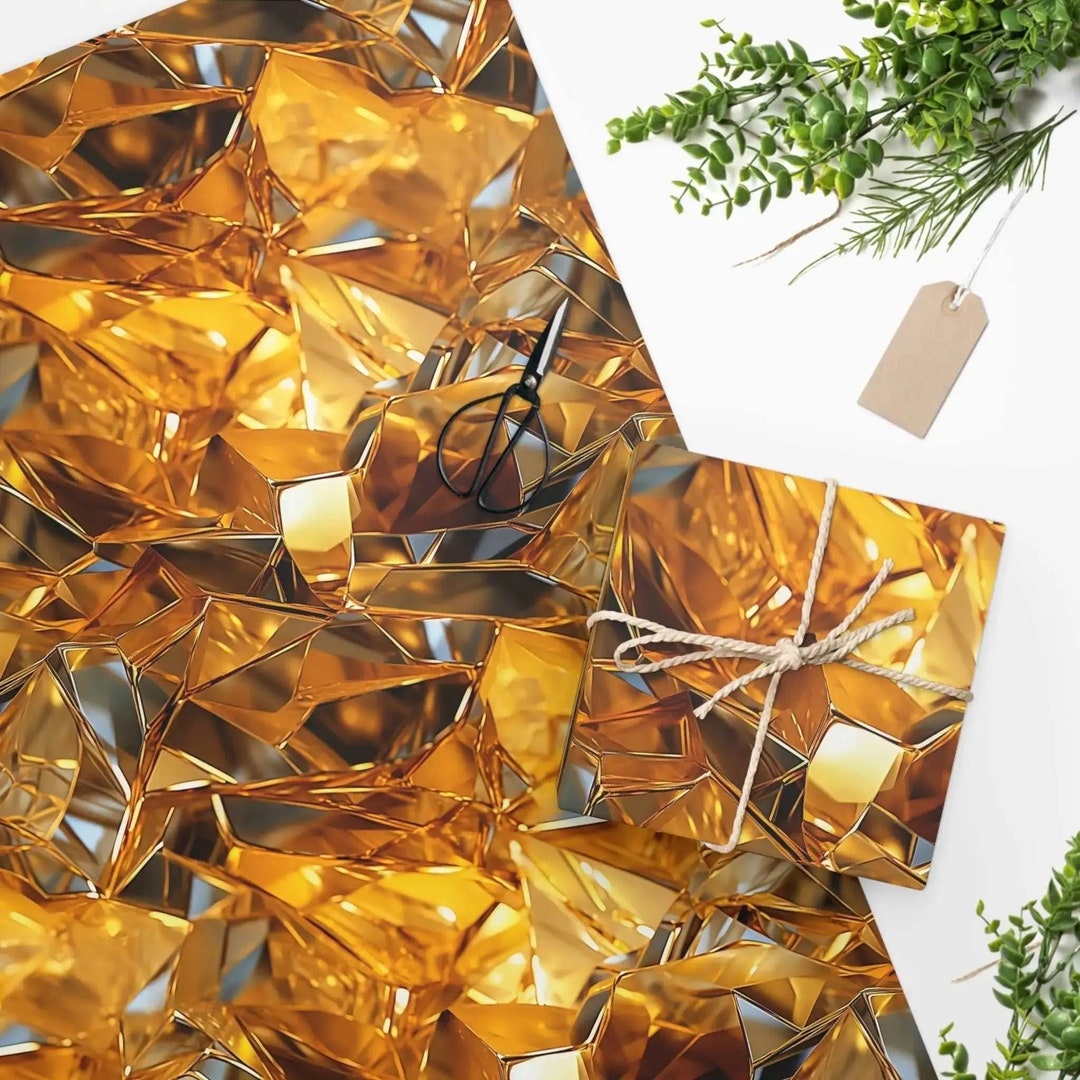 Luxurious Gold Foil Wrapping Paper Broken Glass Design for Wedding