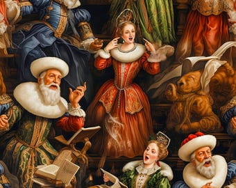 Renaissance Painting Carolers Wrapping Paper | Vintage Nostalgic Christmas Gift Wrap