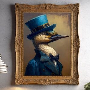 Duck in Blue Top Hat Huge Digital Download Duckcore Instant Download image 1