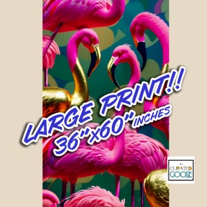 Kunstdruck Flamingo Pink mit Goldakzenten - Eklektische Maximalist Deko (Digitaler Download)