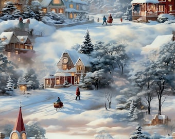 Vintage Christmas Wrapping Paper: Nostalgic Winter Sled Design