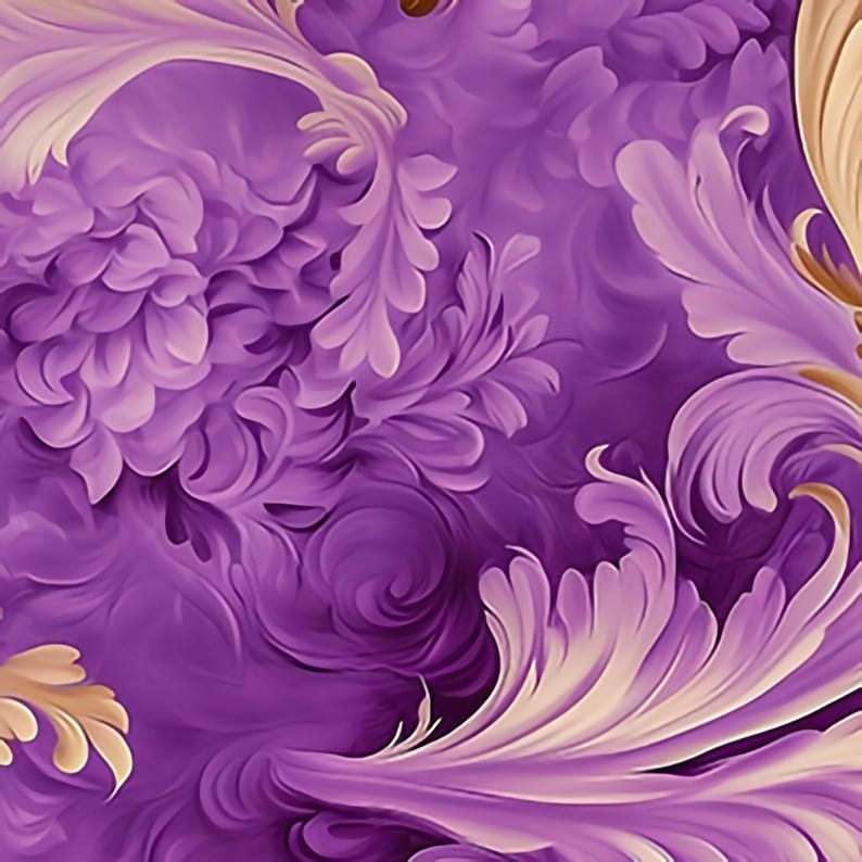Watercolor Gift Wrap: Purple & Gold Floral, Luxurious 90-gsm Paper
