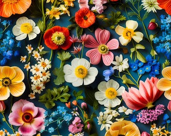 Wildflower Wrapping Paper: Vibrant Floral Print, Glossy Fine Art Paper