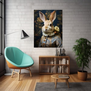 Renaissance Rabbit Art Print / Victorian Bunny Portrait Print / Animals ...