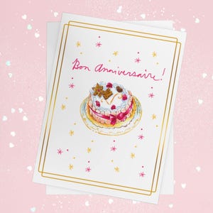 Grußkarten zum Geburtstag: Bon Anniversaire (Französisch Geburtstagsgeschenk für Sie--1, 10, 30 und 50 Stück)