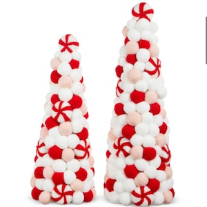 17.75” Felt Peppermint Trees, Tabletop Christmas Tree, Christmas Decor
