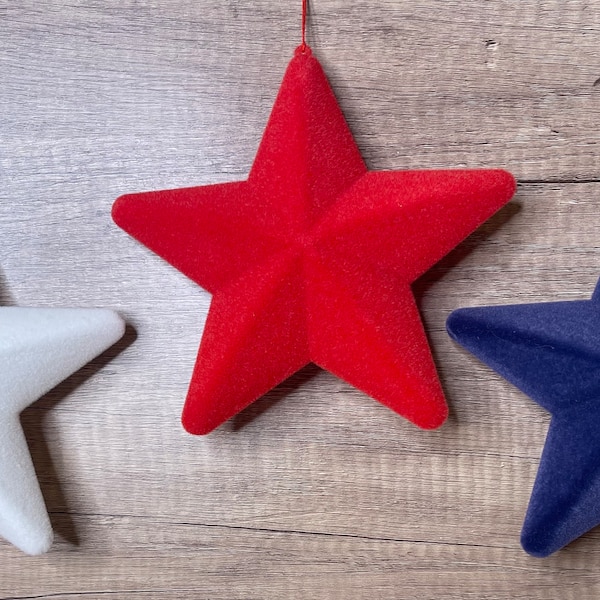 Flocked Star, Patriotic Decor, Wreath Supply