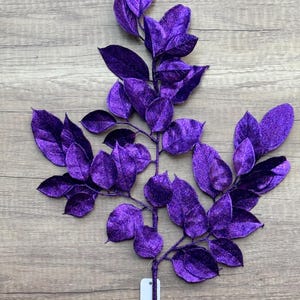 PURPLE GLITTER SALAL Spray, Wreath Supply, Floral