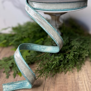 LIGHT BLUE VELVET-.75” Ribbon, Wired Ribbon, Designer Ribbon, Farrisilk Ribbon