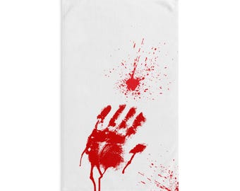 Bloody Handprint Halloween Towel, Spooky Decor