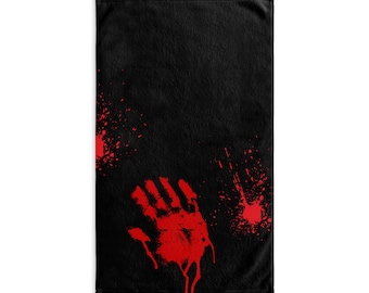 Bloody Handprint Hand Towel, Spooky Halloween Decor