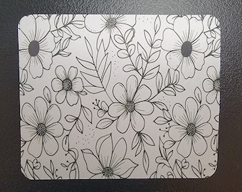 Floral Mouse Pad: Sublimated Polyester Top, Rubber Base