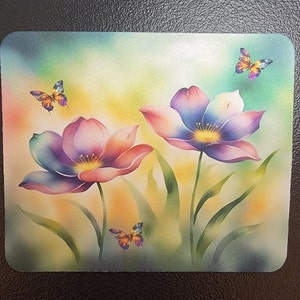 Spring Floral Mousepad: Butterfly Desk Accessory