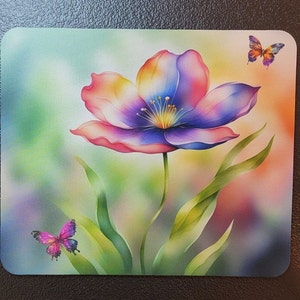Floral Butterfly Mousepad: Spring Flower Desk Accessory