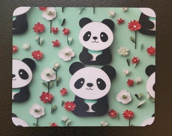 Panda Mousepad, Cute Floral Desk Accessory