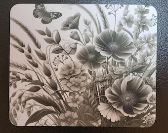 Floral Mouse Pad, Botanical Office Decor, Desk Mat