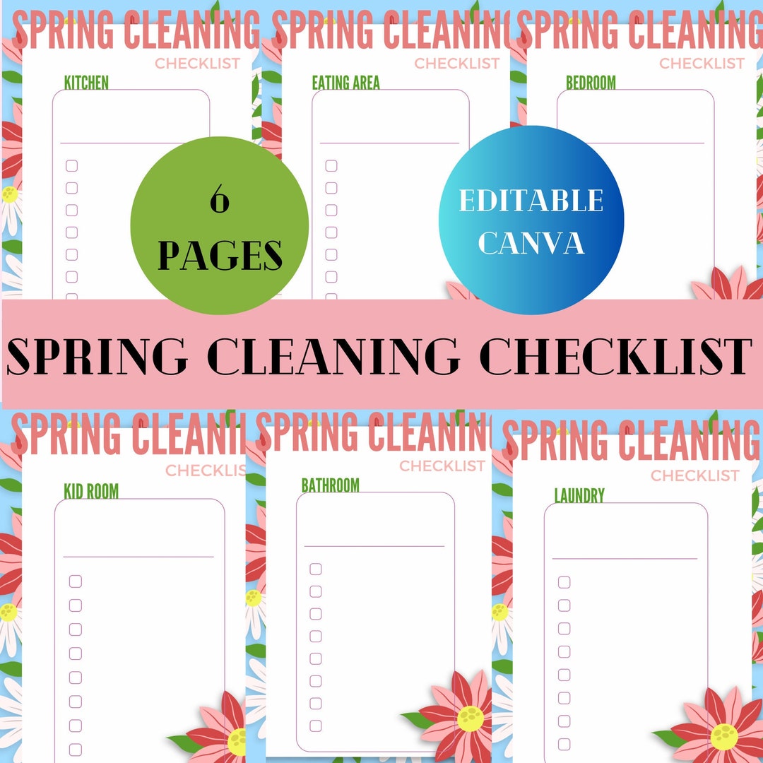 Editable Spring Cleaning Checklist Printable Pdf Download - Etsy
