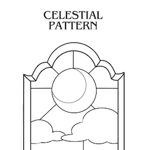 Mönster för konst med målat glas i den himmelska solen och månen
