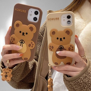 漫画かわいい3Dクマ人形ペンダントiPhoneケース用高品質シリコンカバー