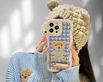 Korean Wave Embroidery Plush Wool Bear Soft Case Cute Silicone Cover