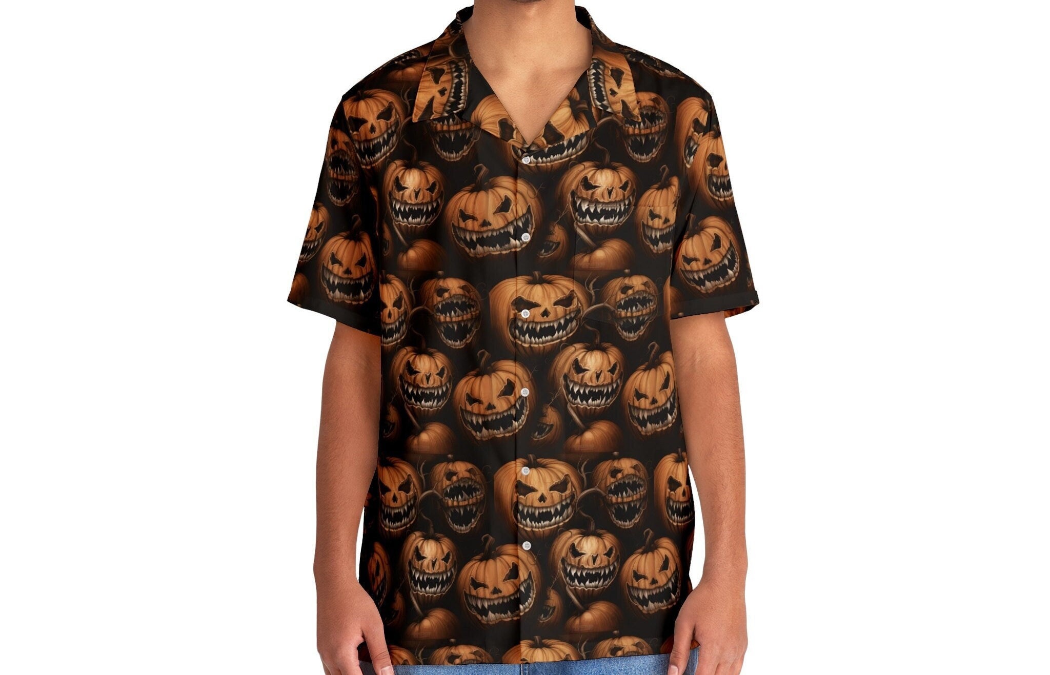 Unisex Halloween Hawaiian Shirt: Monochrome Scary