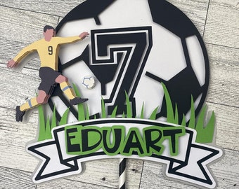 Soccer Birthday Cake Topper. Boy Birthday Party. Soccer Cake Topper. Soccer Topper. Printable ...