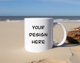 Kaffeebecher Mockup, Strandbecher Mockup, leere weiße Tasse