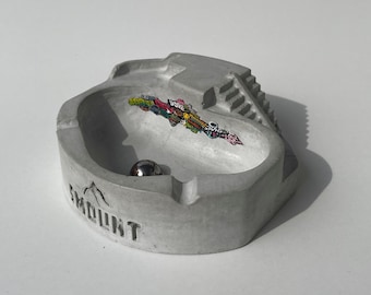 Concrete Skatepark Inspired Ashtray With Grafitti