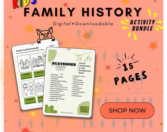 家族の歴史に関する子供向けアクティビティバンドル