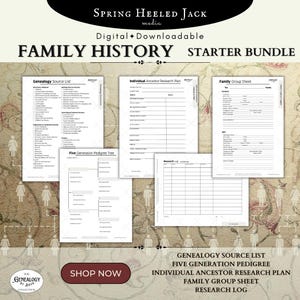 Family History Starter Bundle: Genealogy PDF worksheets to organize and trace your family lineage