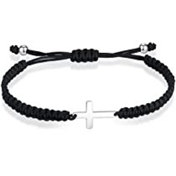 Handmade Braided Cross Bracelet for Men Women-First Communion Gifts for Boys, Adjustable Rope Christian String bracelet/Anklet