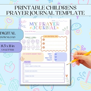 Sjabloon afdrukbare kindergebeddagboek | Gebedsdagboek voor kinderen | Afdrukbaar gebedsdagboek | Biddende kinderen | Devoties voor kinderen