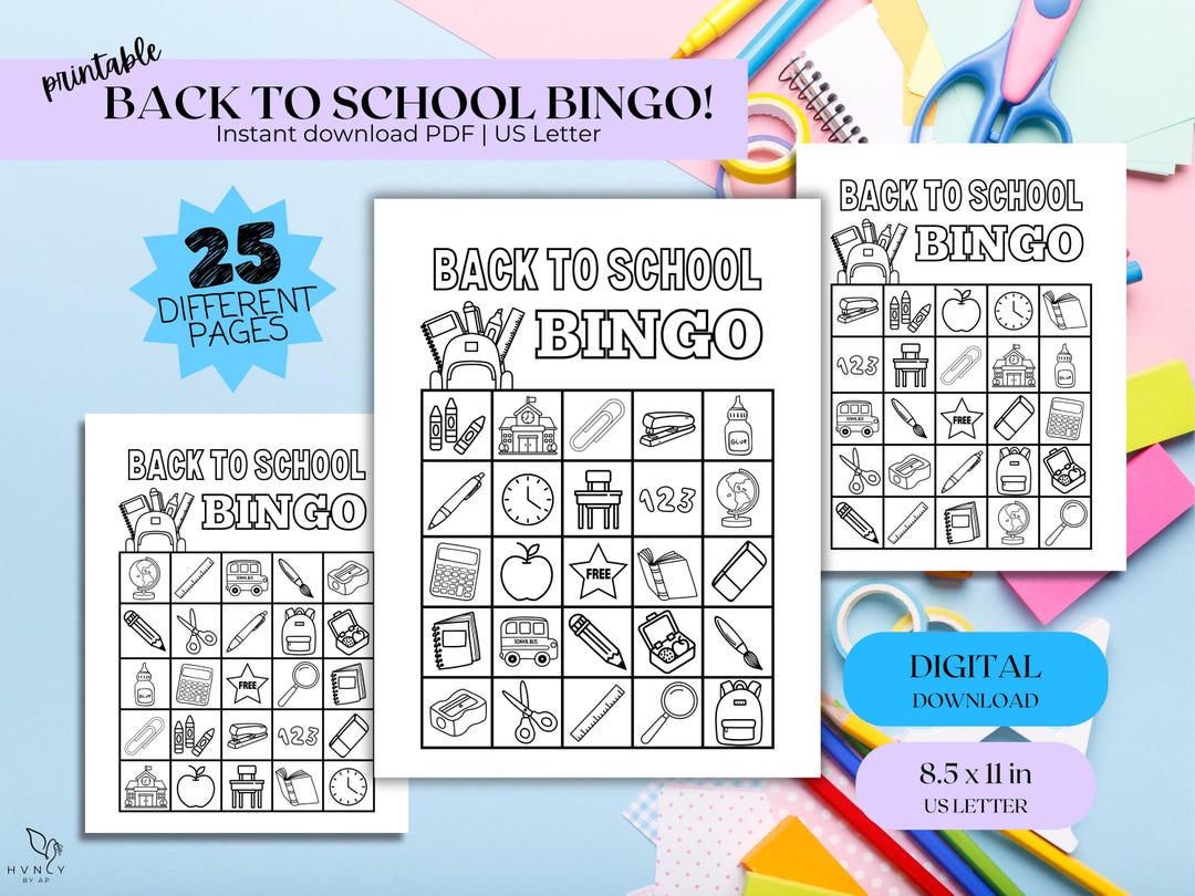 25 Back to School Bingo Cards | First Day of School Bingo | School ...