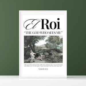 El Roi Wall Art | &quot;The God Who Sees&quot; Printable Poster | Bible Verse Art | Neutral Christian Decor | Modern Christian Art | Digital Download