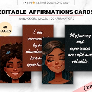 PLR Black Girl Magic Affirmation Cards Motivational Quotes Resell Rights Boss Babe Mental Health PLR Amazon KDP Interior Canva Templates