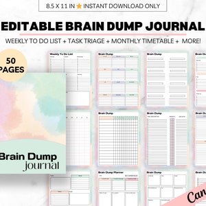 PLR Brain Dump Vorlagen,ADHD Brain Map Planner,To Do Listen,Amazon KDP Interior,Journal,Priority Matrix,Done For You,Gute Notizen,Digital
