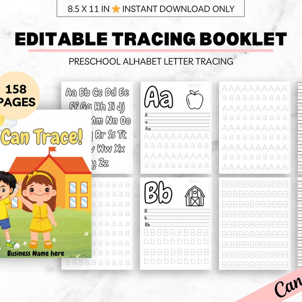 PLR Homeschool Canva Template, Resell Rights Preschool Worksheets, Done for You, Alphabet Tracing, Toddler Busy Book for Kids White Label