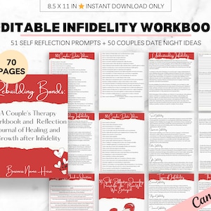 PLR Infidelity Workbook Occupational Therapy Tools Worksheets Marriage Counseling Journal Prompts Wellness Date Night Ideas Healing Couples