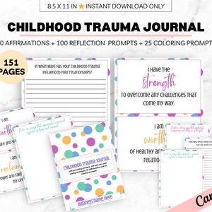 PLR Childhood Trauma Journal,Shadow Work,Coping Skills Workbook, CBT Occupational Therapy Tools, Journal Prompts, Affirmations