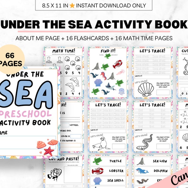 Worksheets for Kids,Amazon KDP Interior,Master Resell Rights,Template,Toddler Busy Book,Under the Sea,Letter Tracing,Math,Homeschool Mom