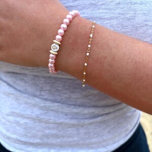 Pink Beaded Cross Bracelet