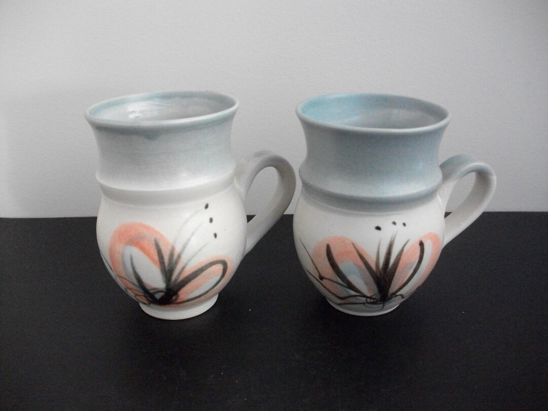 Handmade Studio Pottery Mug Set – Floral Brushwork, Signed - Etsy
