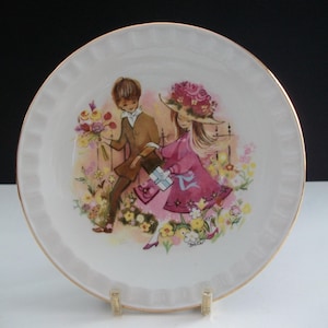 Vintage Collector Plate - Trinket Dish - Courting Couple - Royal Falcon Ironstone - Weatherby Hanley - England - 1980&#39;s