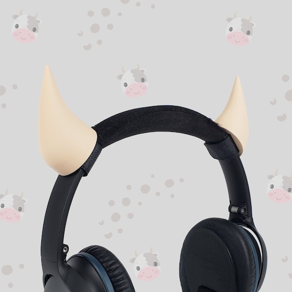 Baby Bull Horns, Cow Horns, Streaming Headphone Bull Horns, Bull Horns that Attach to Headset, Cosplay Bull Horns Attachment, Devil Horns